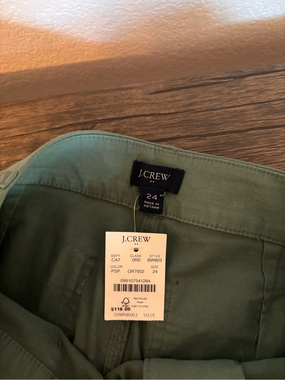 New J. Crew Factory green pants size waist 24 - Picture 3 of 4